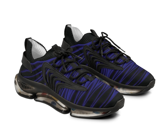 Purple And Black Striped Men's Mesh Sneakers