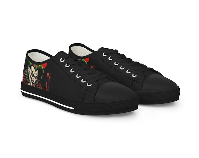 Creepy Joker Clown Face Men's Low Top Sneakers | Horror Streetwear