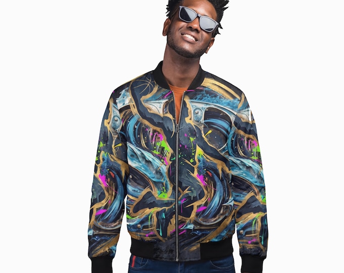basketball Swirl Bomber Jacket | All-Over Print