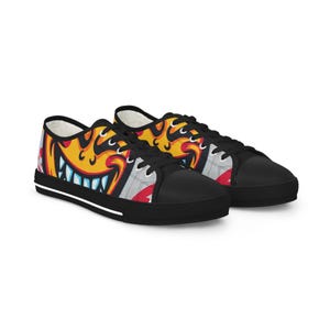 Evil Smile Graffiti Emoji Face Men's Low Top Sneakers | Bold Streetwear Illustration