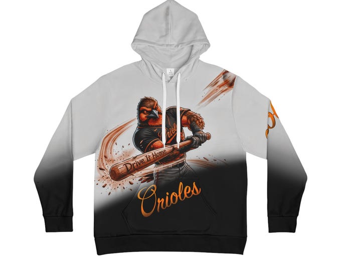 Orioles Mascot Batter Baseball Hoodie | Gradient Black White