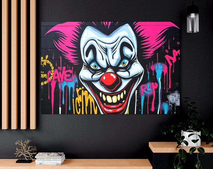 Creepy Graffiti Clown Matte Canvas