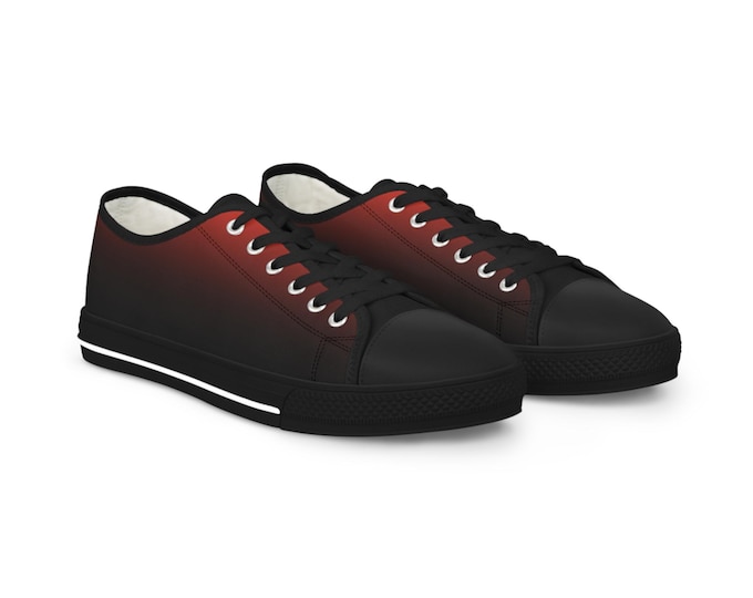 Red Black Ombre Sneakers | Low Top Canvas Shoes