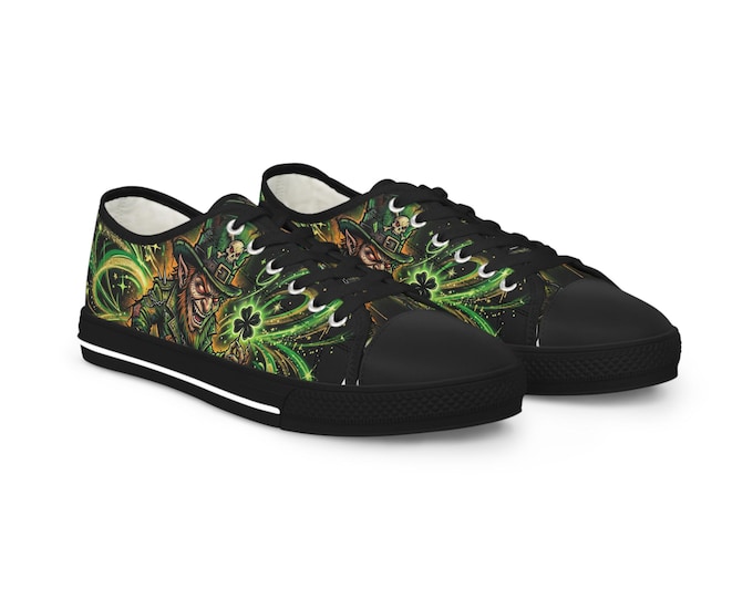 Leprechaun and Shamrock Sneakers |Mens Low Top Shoes