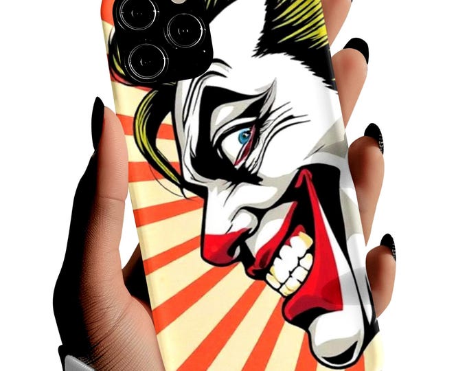 Evil Joker Face Tough Cases | Joker Grin Phone Case, Red Rays Design