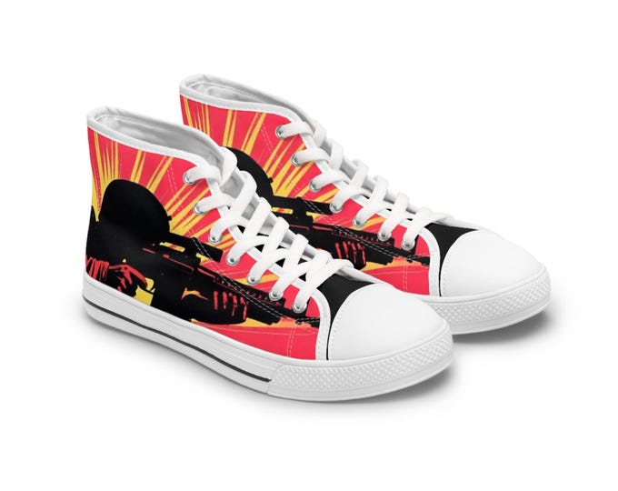 Sunburst Soldier Graphic Women's High Top Sneakers | Music Rocker Shoes