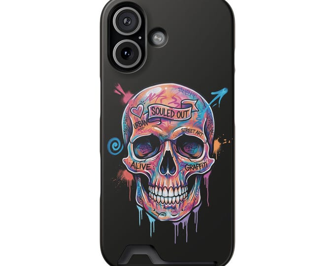 Colorful Drip Skull Phone Case | Card Holder