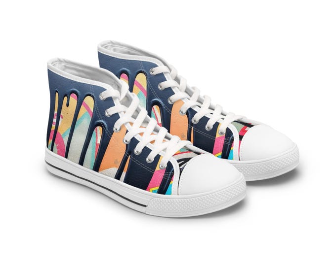 Paint Drip Pattern Sneakers Women's High Top Sneakers | Colorful Graffiti Art