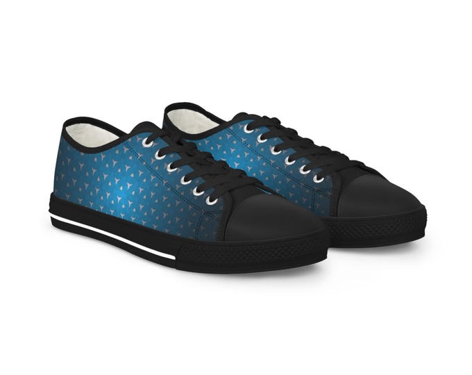 Blue Gradient Triangle Pattern Sneakers |Mens Low Top Shoes