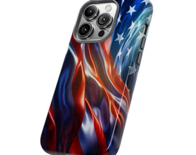 Wavy American Flag Phone Case | Dual-Layer Patriotic Stars Stripes Protection