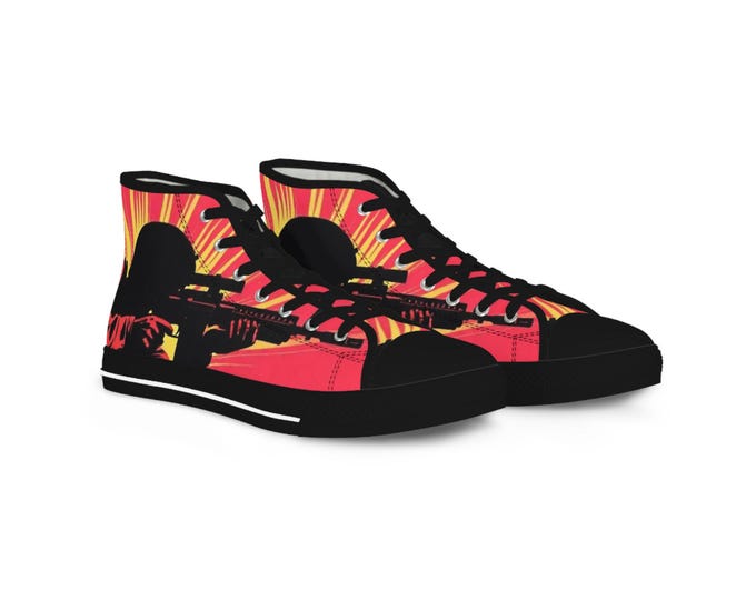 Sunburst Soldier Graphic High Top Sneakers | Musician Rock Shoe