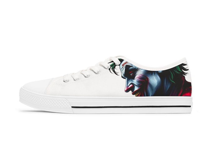 Joker Face Illustration Sneakers Women's Low Top Sneakers | Comic Villain Art