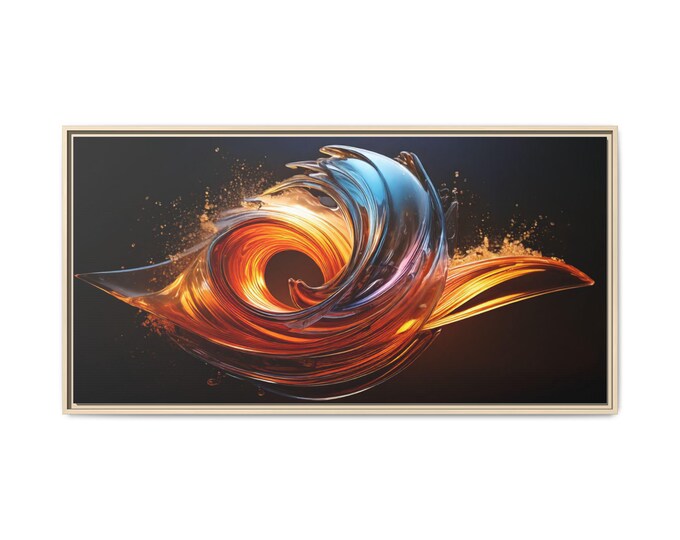 Abstract Fiery Wave Matte Canvas Framed | Multicolor Wall Art