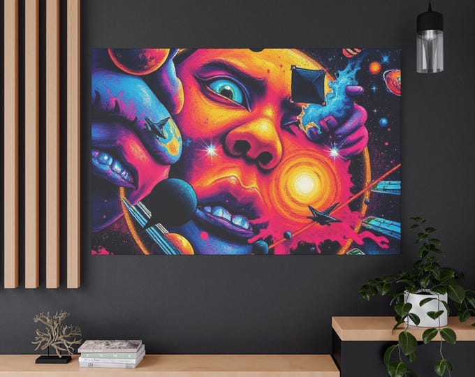 Psychedelic Cosmic Face Canvas | Matte Stretched Canvas