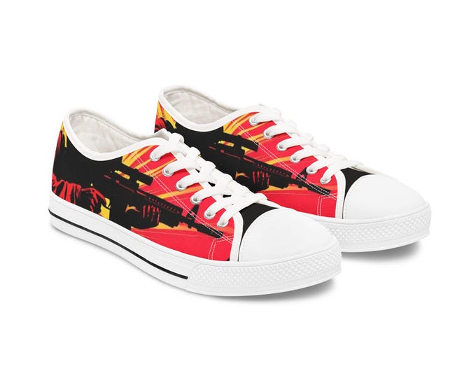 Sunburst Soldier Graphic Low Top Sneakers | Music Rock Instrument Shoes