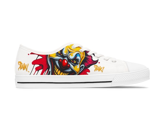 Evil Circus Clown Women's Low Top Sneakers | Horror Graffiti Art