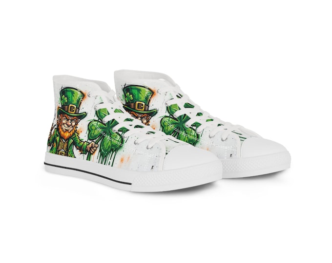 Leprechaun and Shamrock Mens High Top Sneakers