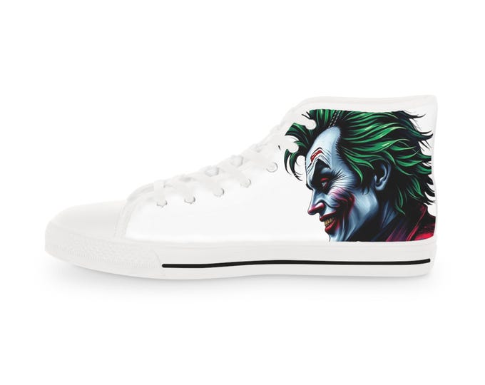 Joker Face Illustration High Top Sneakers | Clown Villain Artwork