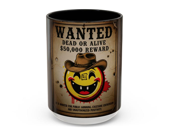 Wanted Smiley Cowboy Poster Accent Coffee Mug | 11oz or 15oz