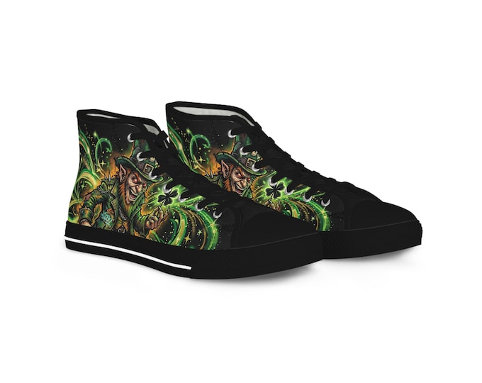 Green Evil Leprechaun High Top Sneakers |Mens Nautical Sea Monster Shoes