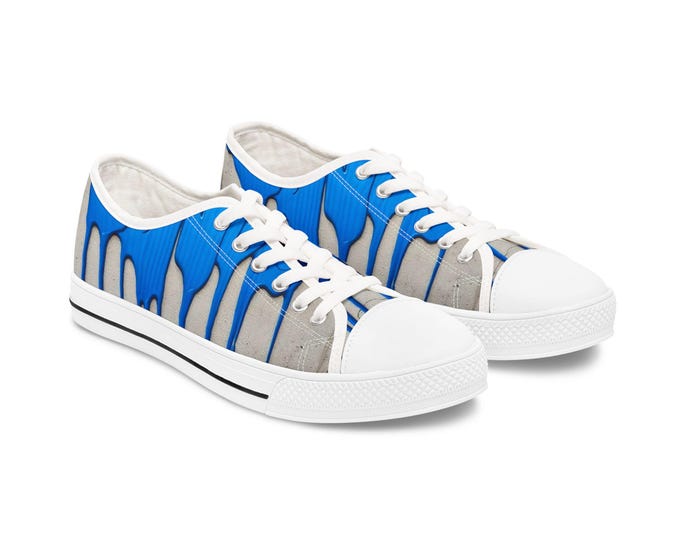 Blue Paint Drip Sneakers | Low Top Sneakers