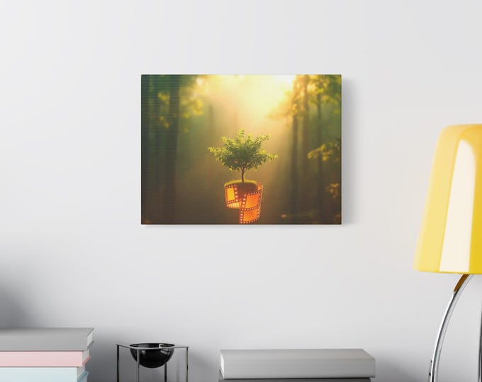 Tree Growing from Film Reel Canvas