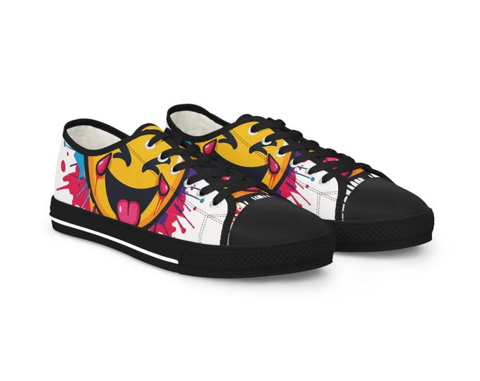 Emoji Tongue Smile Sneakers |Mens Low Top Shoes