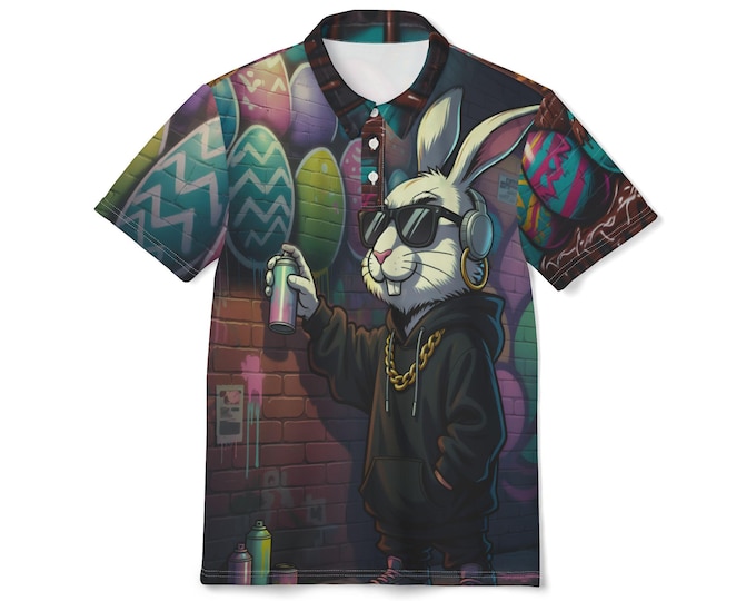 Graffiti Bunny DJ Polo Shirt | Easter Street Art, Spray Paint Eggs