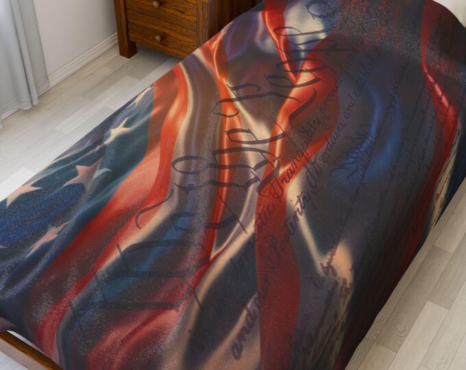 American Flag Wave blanket | Patriotic Stars Stripes Velveteen Plush