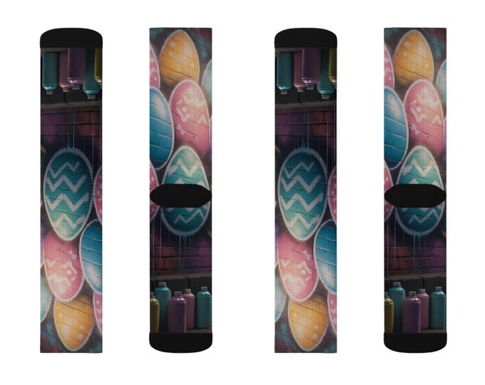 Easter Egg Socks | Colorful Spray Paint Crew Socks