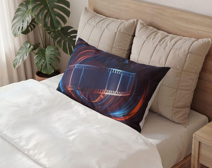 Neon Film Reel Pillow Sham | Movie Cinema Decorative Pillowcase