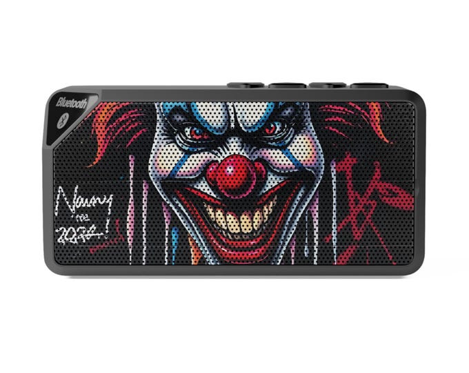 Creepy Clown Face Bluetooth Speaker | Horror Art Portable Speaker