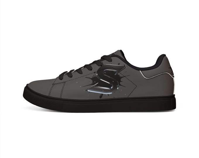 Grey SpinBlade Splatter Sneakers | Womens Low-Top Leather