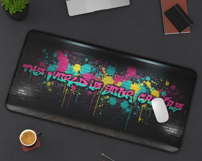 Graffiti Street Art Desk Mat | Colorful Spray Paint Wall Design