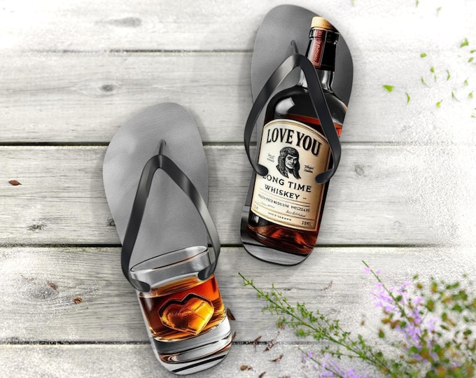 Whiskey Bottle and Glass flip flops | Alcohol Drink Sandals