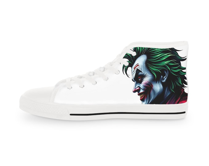 Joker Face Illustration High Top Sneakers | Clown Villain Artwork