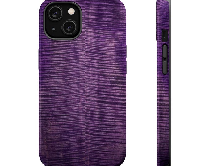 Flamed Maple Purple Woodgrain Phone Case | Magnetic Impact-Resistant Case