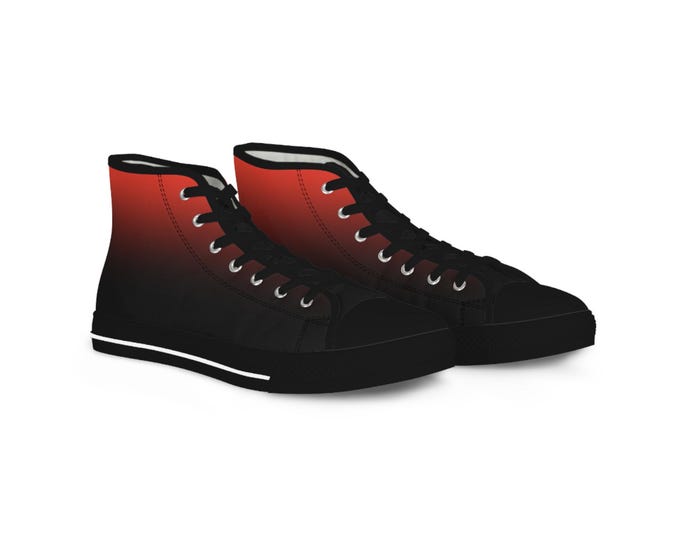 Red to Black Gradient High Top Sneakers | Ombre Canvas Shoes