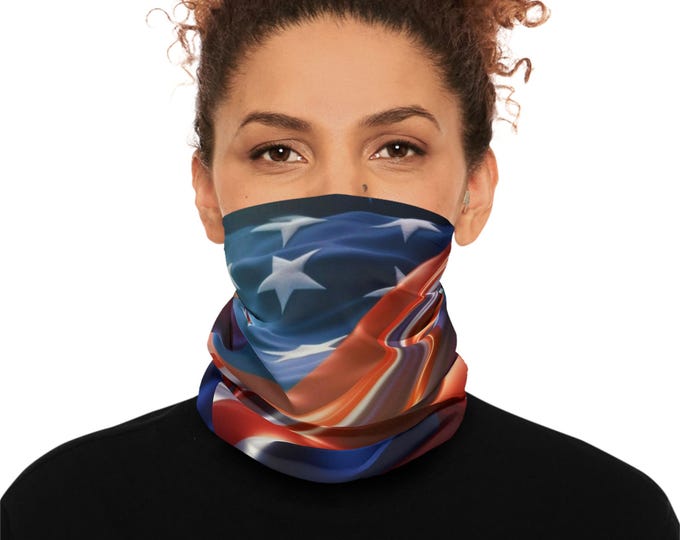 American Flag Waves Neck Gaiter | Patriotic Stars Stripes Face Covering