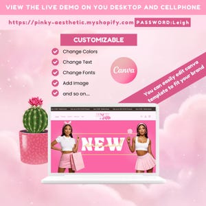 Pink Beauty Shopify Theme Template, Shopify Website for Boutique,Shopify Website Design, Shopify Theme, Shopify Banner logo custom design
