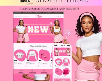 Pink Beauty Shopify Theme Template, Shopify Website for Boutique,Shopify Website Design, Shopify Theme, Shopify Banner logo custom design