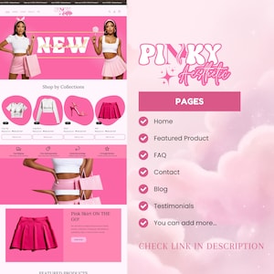 Pink Beauty Shopify Theme Template, Shopify Website for Boutique,Shopify Website Design, Shopify Theme, Shopify Banner logo custom design
