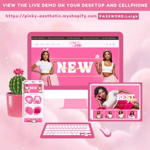 Pink Beauty Shopify Theme Template, Shopify Website for Boutique,Shopify Website Design, Shopify Theme, Shopify Banner logo custom design