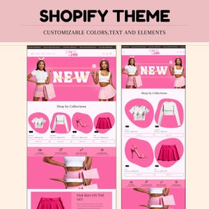 Pink Beauty Shopify Theme Template, Shopify Website for Boutique,Shopify Website Design, Shopify Theme, Shopify Banner logo custom design