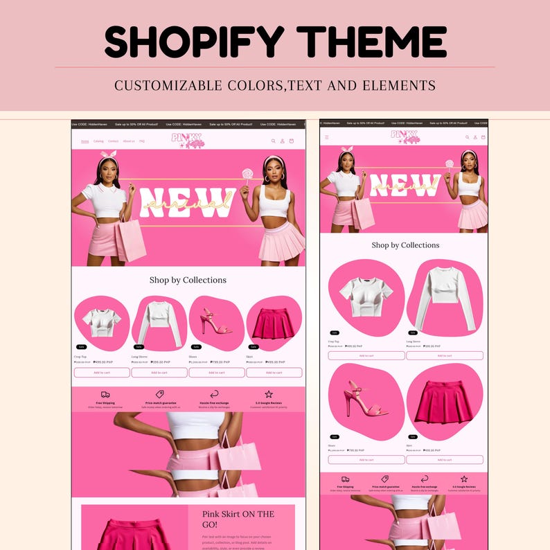 Pink Beauty Shopify Theme Template, Shopify Website for Boutique,Shopify Website Design, Shopify Theme, Shopify Banner logo custom design