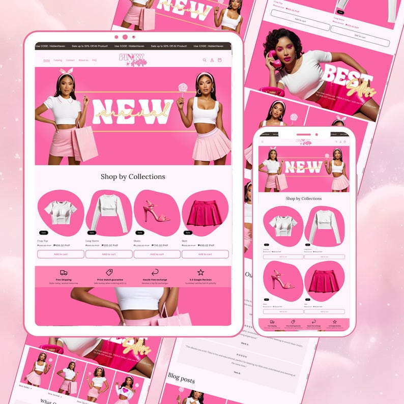 Pink Beauty Shopify Theme Template, Shopify Website for Boutique,Shopify Website Design, Shopify Theme, Shopify Banner logo custom design