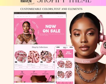 Pink Beauty Shopify Theme Template, Shopify Website for Boutique, Pastel Shopify Templates, Shopify Website Design, Cute Shopify Theme