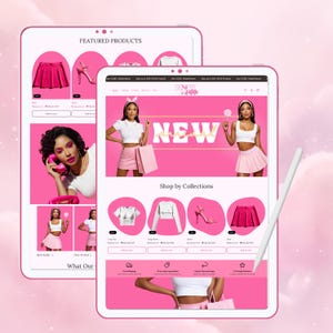 Pink Beauty Shopify Theme Template, Shopify Website for Boutique,Shopify Website Design, Shopify Theme, Shopify Banner logo custom design