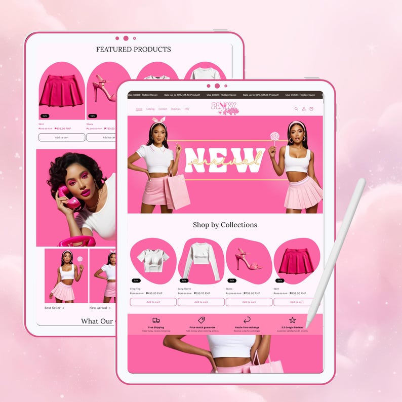 Pink Beauty Shopify Theme Template, Shopify Website for Boutique,Shopify Website Design, Shopify Theme, Shopify Banner logo custom design