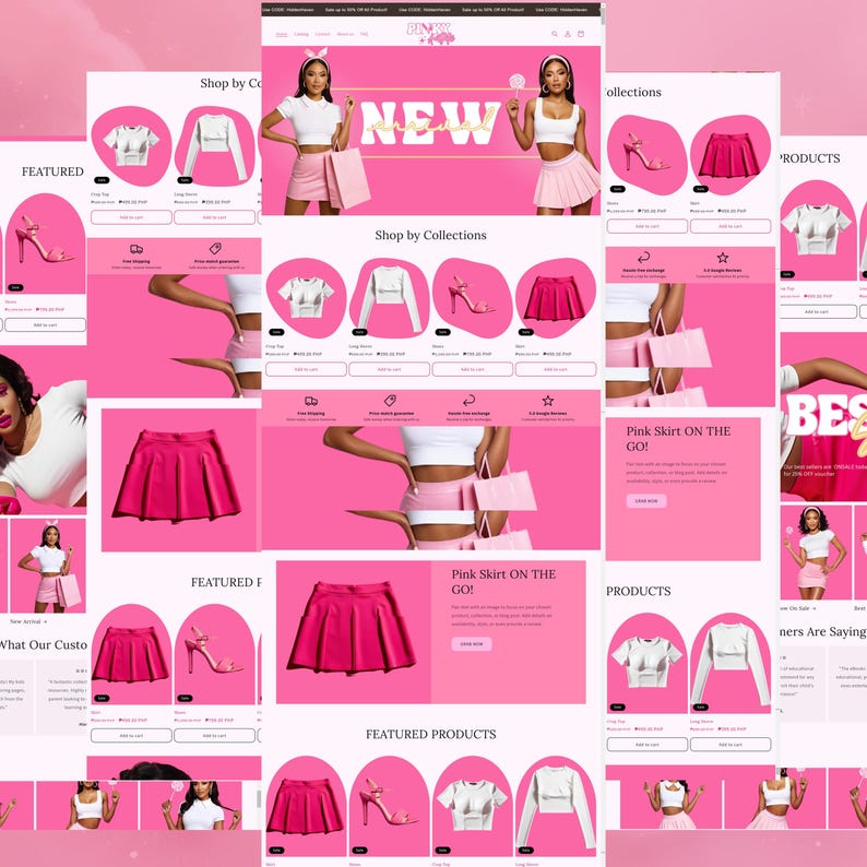 Pink Beauty Shopify Theme Template, Shopify Website for Boutique,Shopify Website Design, Shopify Theme, Shopify Banner logo custom design
